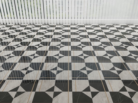  现代石材地面拼花3d模型 