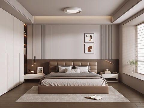 现代意式卧室su模型