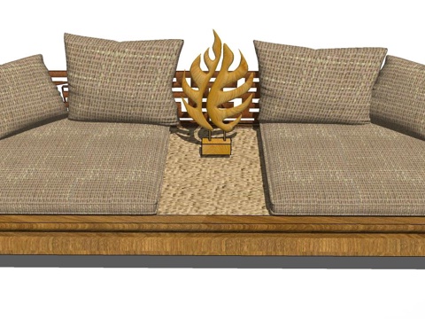 罗汉床 塌 实木床 床 实木罗汉床 沙发床su模型