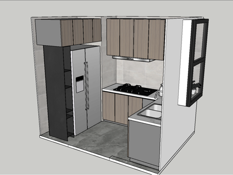 现代风格厨房橱柜组合su模型