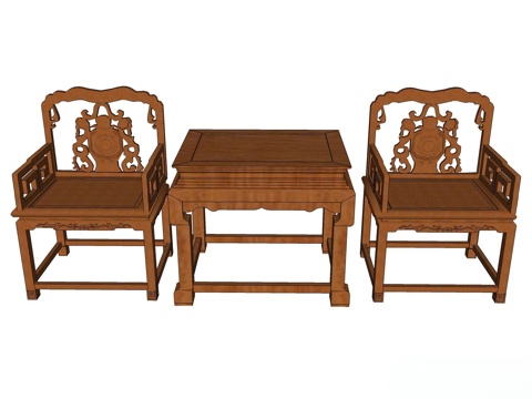 实木桌椅 实木椅子 实木桌子 椅子 桌子 茶几su模型