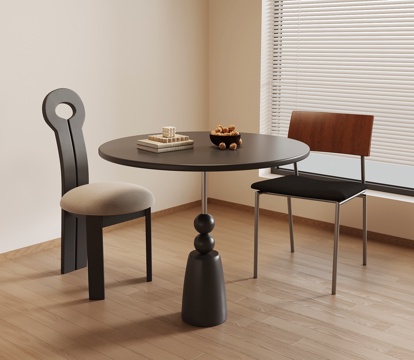 法式复古餐桌椅 休闲桌椅 洽谈桌椅su模型