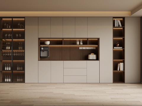 现代简约酒柜 餐边柜su模型