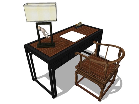 实木桌椅 实木椅子 实木桌子 椅子 桌子 书桌椅su模型
