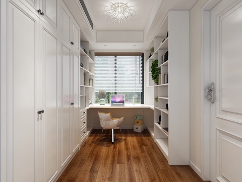  现代书房书柜 吸顶灯3d模型 