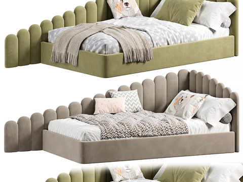  现代奶油风 Savoiardi 儿童布艺沙发床3d模型 