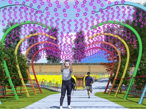  连廊 拱门 花架 廊架 花海 风车 花门 景观 网红打卡3d模型 