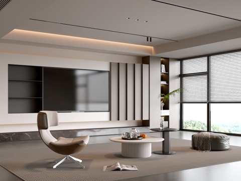 意式客厅 现代客厅 电视背景墙 电视柜 客厅背景 沙发茶几组su模型