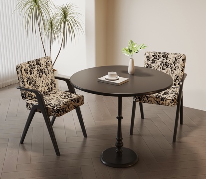 法式复古餐桌椅 休闲桌椅 洽谈桌椅su模型