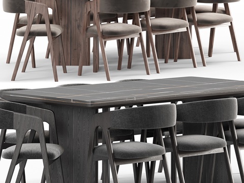  现代意式餐桌椅组合3d模型 