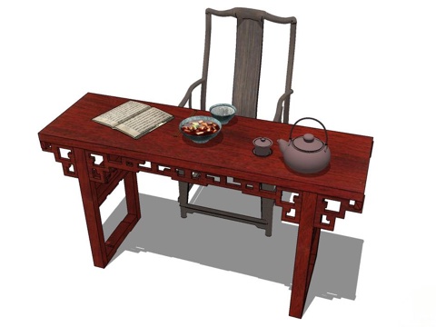 实木桌椅 实木椅子 实木桌子 椅子 桌子 书桌椅su模型