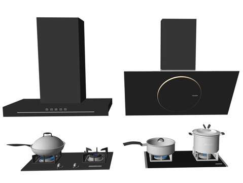 现代厨房排油烟机su模型