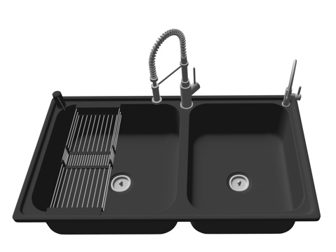 现代厨房水槽su模型