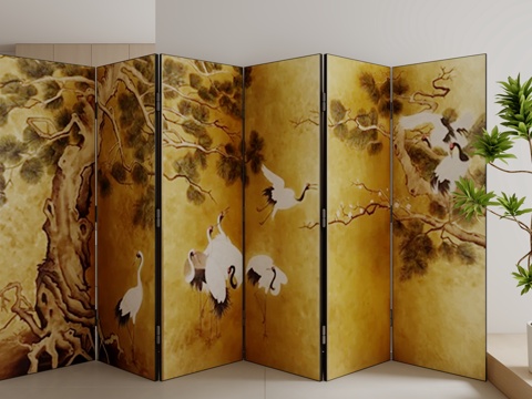  新中式屏风3d模型 