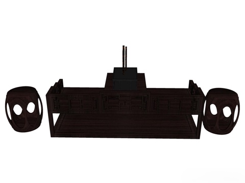 罗汉床 塌 实木床 床 实木罗汉床 沙发床 实木沙发su模型