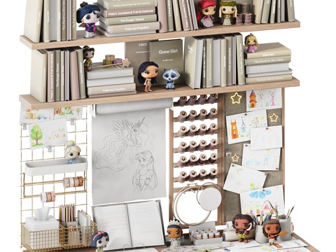  现代儿童陈设 儿童书籍 儿童墙饰3d模型 