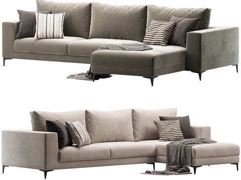  现代意式布艺组合转角沙发3d模型 