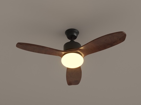 现代中古风扇吊灯su模型