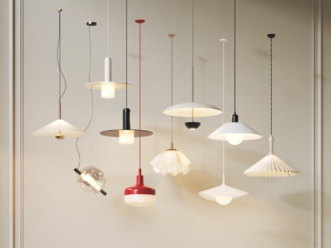 床头吊灯 吊灯组合 玻璃吊灯 奶油风小吊灯 意式小吊灯 吧台su模型