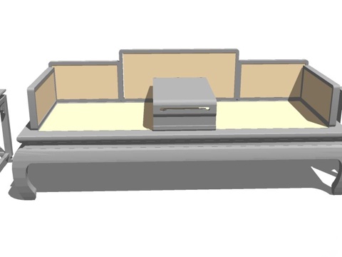 罗汉床 塌 实木床 床 实木罗汉床 沙发床 实木沙发su模型
