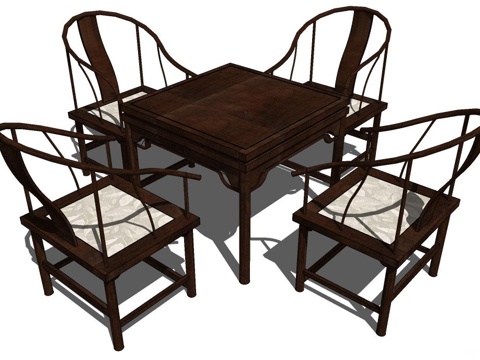 实木桌椅 实木椅子 实木桌子 椅子 桌子 餐桌椅su模型
