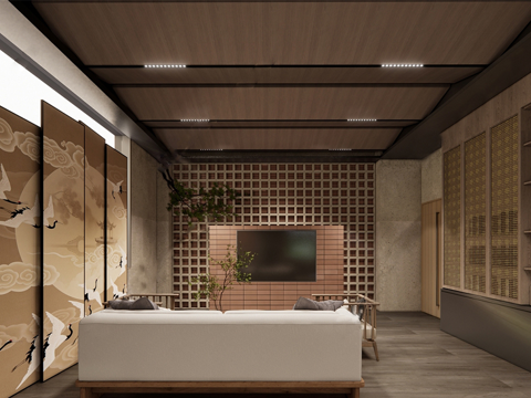 侘寂总经理办公室 沙发组合su模型