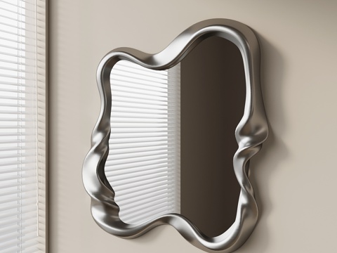 现代意式镜子 金属镜子su模型