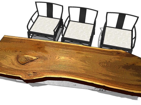 实木桌椅 实木椅子 实木桌子 椅子 桌子 茶桌椅su模型