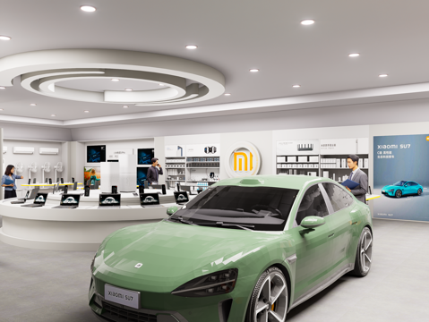 现代手机体验店 小米手机体验店 手机配件店 小米之家电器su模型