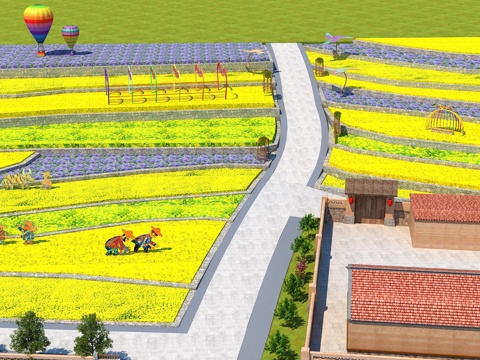  花海 梯田 乡村 美丽乡村 稻田 新农村 乡村振兴3d模型 