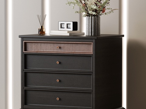 美式复古斗柜 美式复古边柜 美式复古床头柜 美式复古玄关柜su模型