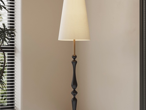 法式复古落地灯 中古落地灯su模型