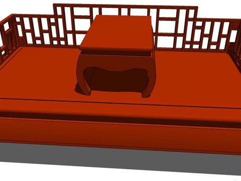 罗汉床 塌 实木床 床 实木罗汉床 沙发床 实木沙发su模型