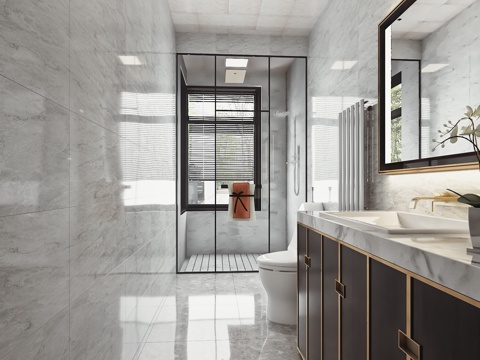  新中式现代新中式卫生间3d模型 