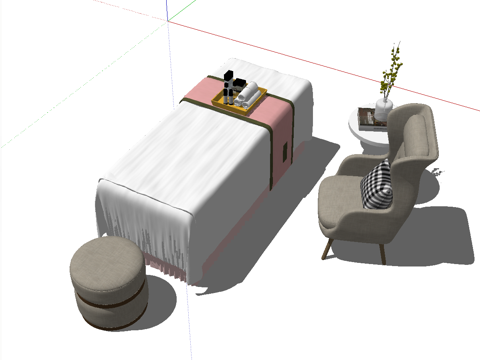 现代美容单人床su模型