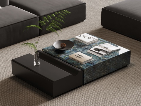 现代意式茶几 大理石茶几su模型