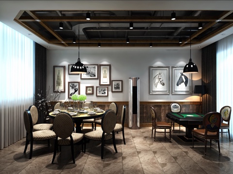  中式包厢酒店模型3d模型 