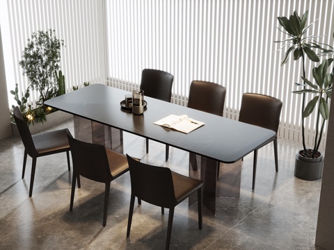  现代意式餐桌椅3d模型 