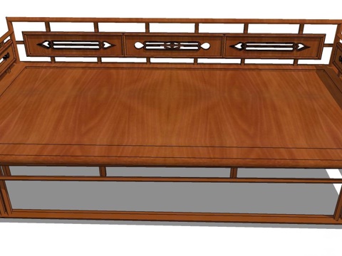 罗汉床 塌 实木床 床 实木罗汉床 沙发床 实木沙发su模型