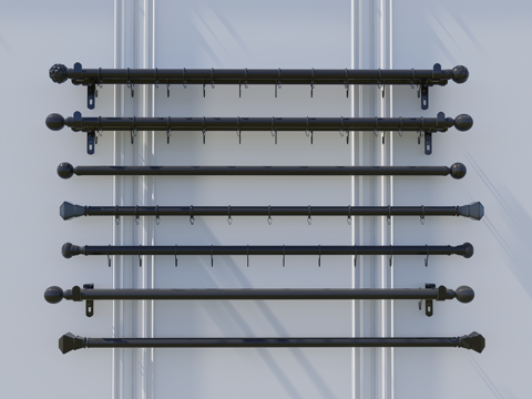 现代窗帘罗马杆 窗帘杆 罗马杆su模型