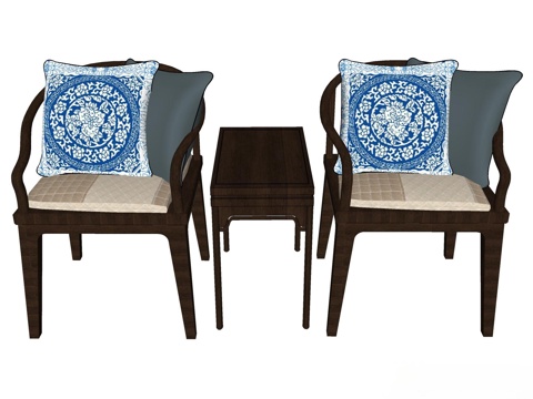 实木桌椅 实木椅子 实木桌子 椅子 桌子 茶几su模型