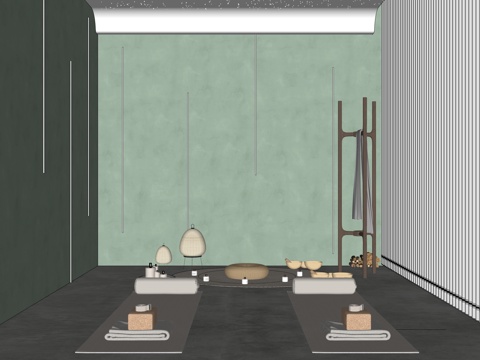 现代瑜伽室 颂钵室 冥想空间 公共空间su模型