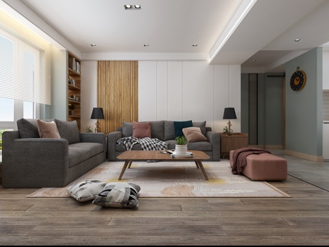  北欧现代北欧客厅餐厅卡座3d模型 