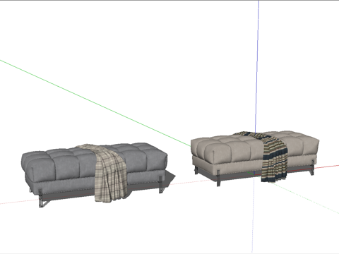 现代床尾凳组合su模型