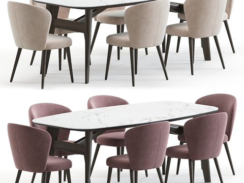  现代意式餐桌椅组合3d模型 