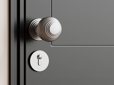 现代门锁 拉手 门把手 室内门锁su模型