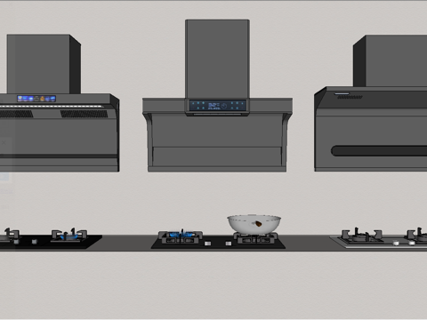 油烟机燃气灶厨房电器su模型