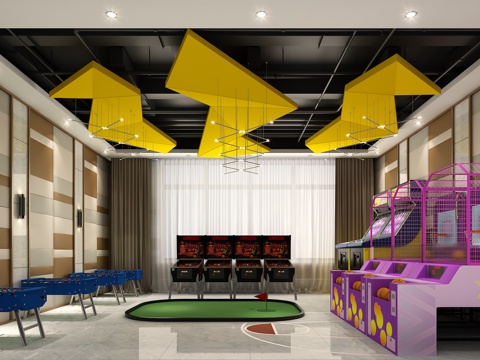  现代活动室娱乐室3d模型 