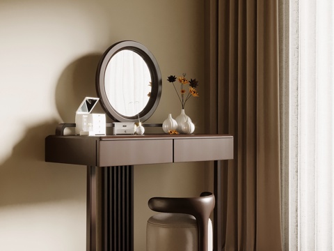 新中式梳妆台 化妆台su模型