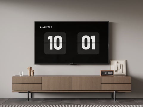 现代意式电视柜su模型